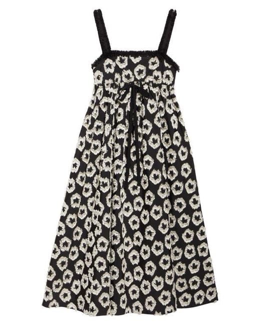 Ulla Johnson White Mira Fray Trim Print Sleeveless Maxi Dress