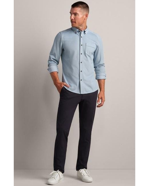 Rhone Blue Effortless Oxford Performance Button-Down Shirt for men
