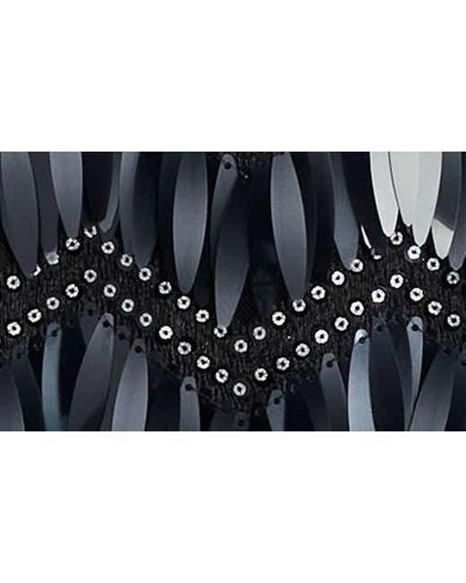 SHO by Tadashi Shoji Black Sequin Fringe Minidress