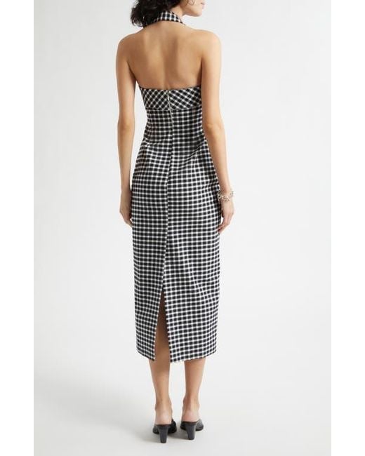 Posse Women's Blue Chiara Gingham Halter Neck Pencil Dress - www.benaras.co Posse Women's Blue Chiara Gingham Halter Neck Pencil Dress - www.benaras.co