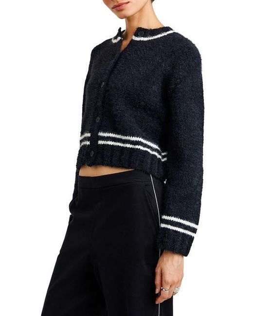 Bella Dahl Blue Contrast Stripe Crop Cardigan