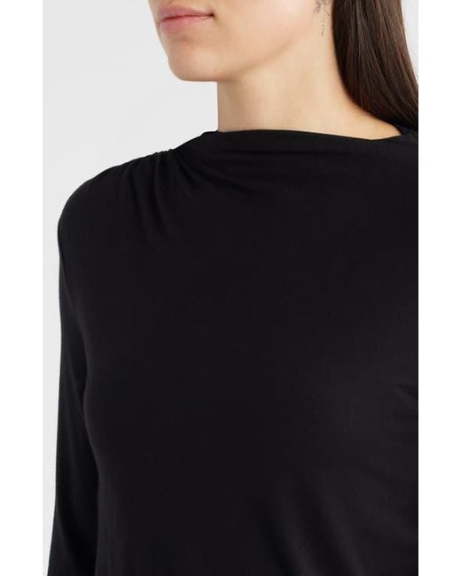 Liverpool Los Angeles Black Long Sleeve Ruched Knit Top