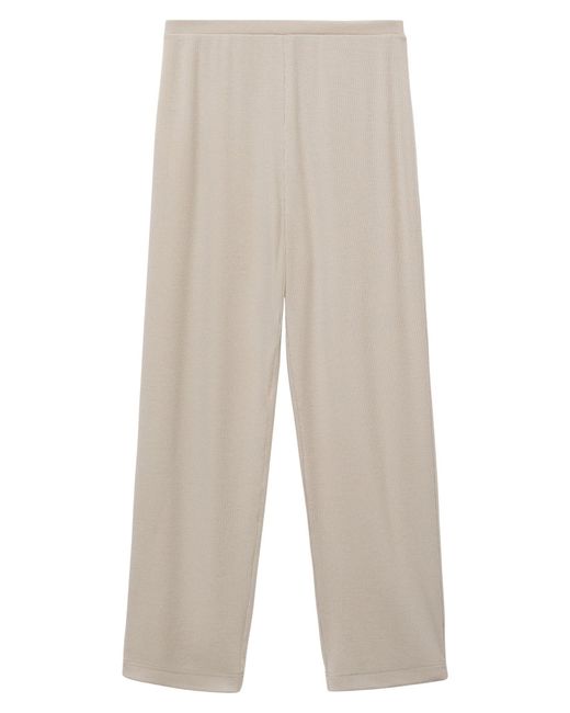 Mango White Rib Pajama Pants
