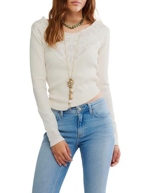 Free People Blue Butterfly Thermal Top