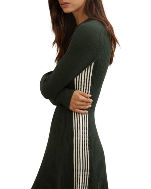 Reiss Black Aria Long Sleeve Rib Maxi Dress