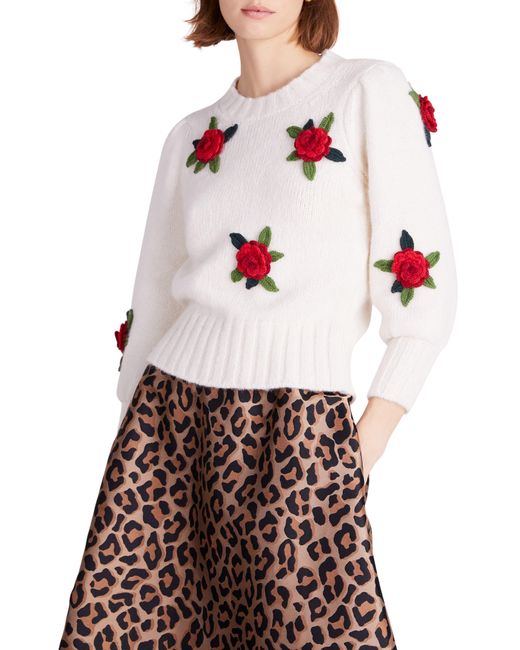 Kate Spade Multicolor Crochet Roses Sweater