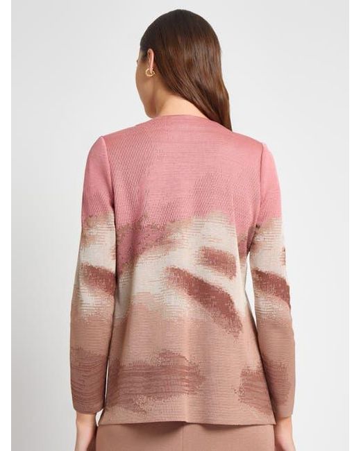Misook Pink Heritage Landscape Pattern Knit Jacket