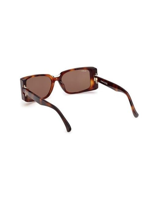Max Mara Brown Spark 54Mm Rectangular Sunglasses
