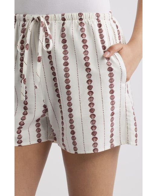 Cloth & Stone White Shell Print Drawstring Shorts