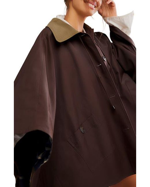 Free People Brown Bailey Button-Up Cape