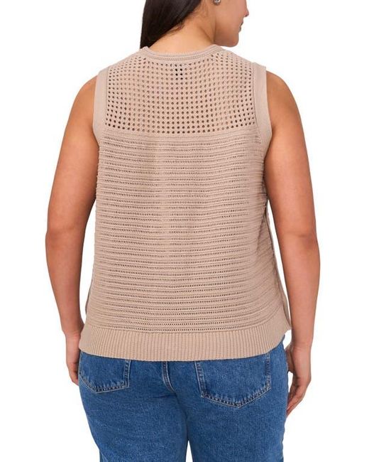 Halogen® Natural Open Stitch Side-Button Cotton Sweater Tank