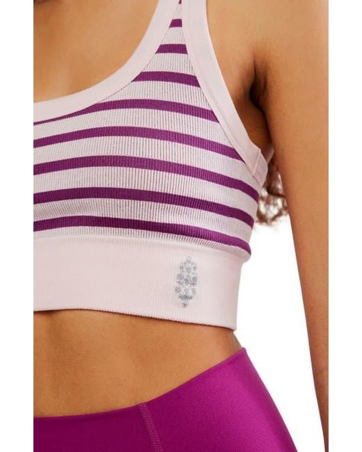 Free People Pink Fp Movement Stripe Go To Sports Bra