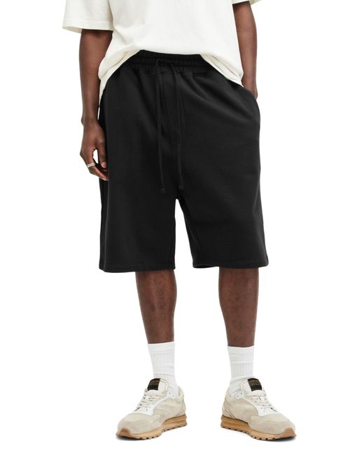 AllSaints Black Haydon Cotton Sweat Shorts for men
