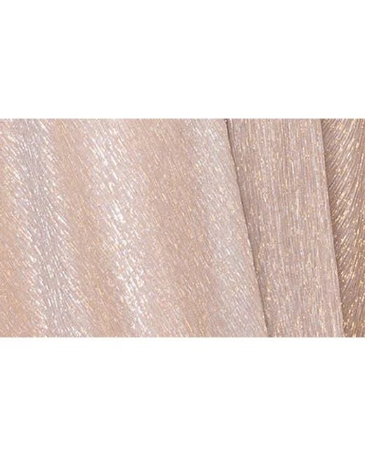 Betsy & Adam Multicolor Metallic Crinkle Long Sleeve A-Line Gown