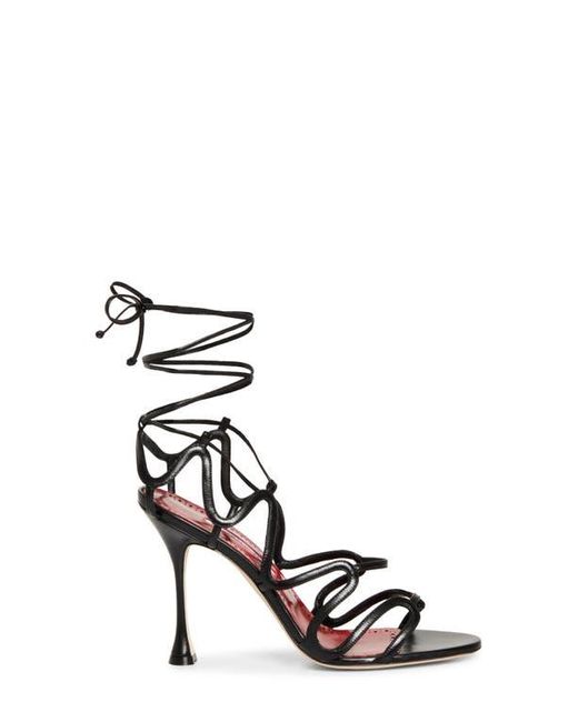 Manolo Blahnik Red Fawda Ankle Tie Sandal