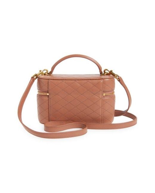 Saint Laurent Brown Mini Gaby Quilted Leather Vanity Case