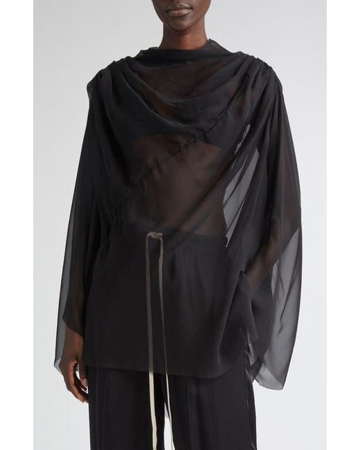 Rick Owens Black Hollywood Claudette Silk Chiffon Tunic