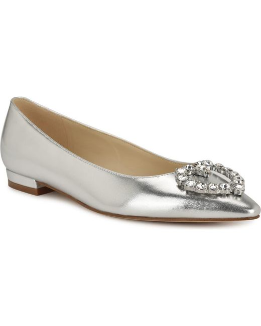 Nine West White Hearts Rhinestone Flat