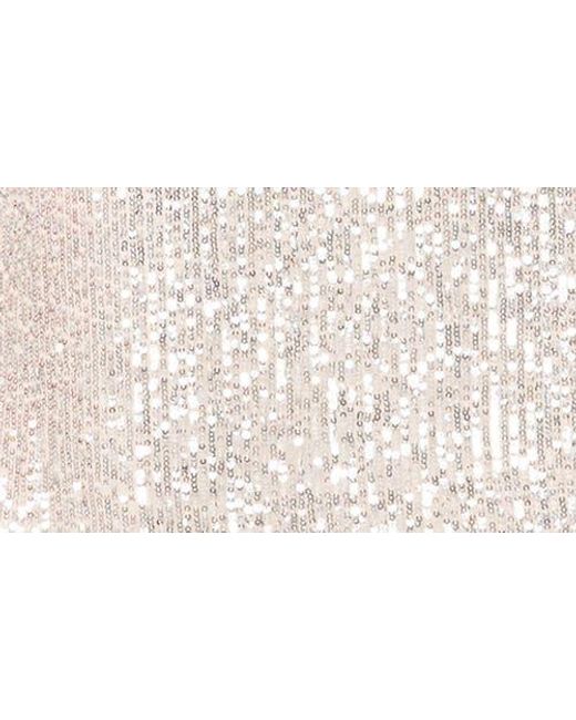 Cece White Mock Neck Sequin Shift Minidress