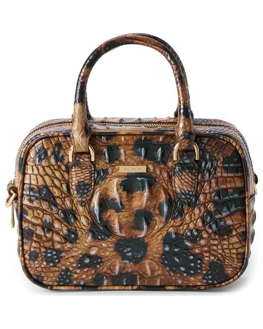 Brahmin Brown Mara Croc Embossed Leather Top Handle Bag