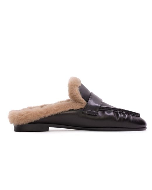Black Suede Studio Brown Theo Backless Loafer