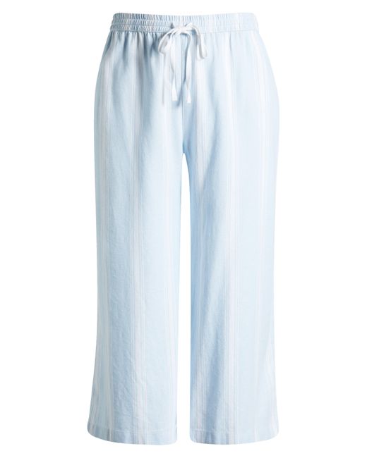 Caslon Blue Caslon(r) Stripe Tie Waist Wide Leg Linen Blend Pants