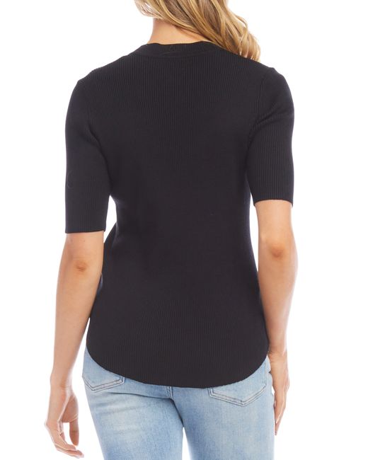 Karen Kane Rib Short Sleeve Sweater in Black | Lyst