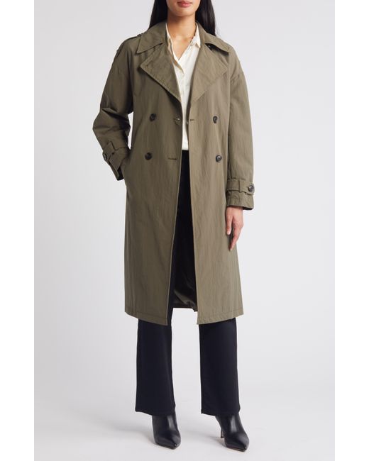 BCBGMAXAZRIA Natural Double Breasted Packable Trench Coat