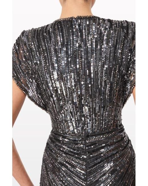 Jenny Packham Blue Zola Sequin-Embellished V-Neck Maxi Dress