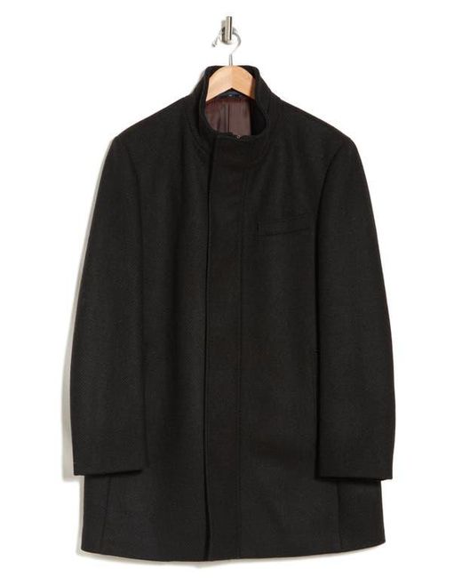 Hart Schaffner Marx Black Genoa Wool Blend Twill Coat for men