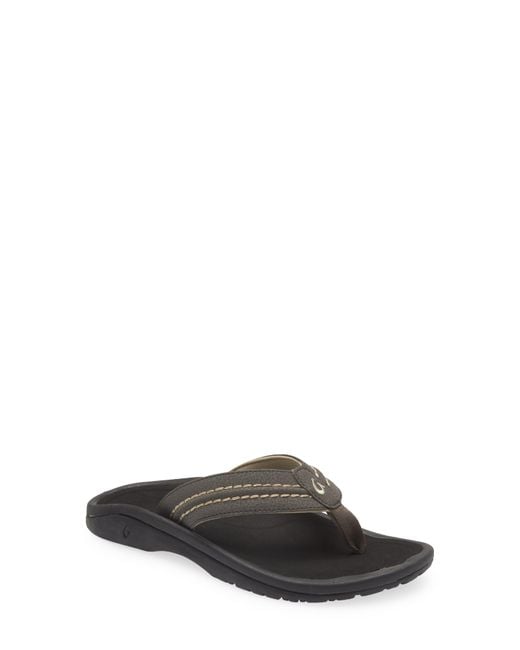 Olukai Gray Hokua Flip Flop for men