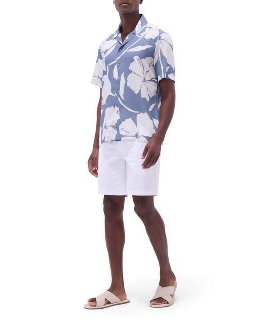 Bugatchi Blue Jackson Floral Lyocell Camp Shirt for men