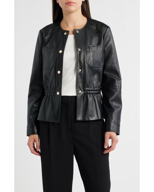 Tahari Black The Aliza Faux Leather Jacket