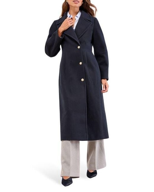 Lipsy Women's Blue Button Longline Coat