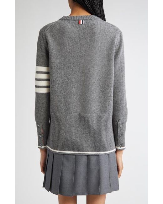 Thom Browne Gray Geese Intarsia Boxy Virgin Wool Crewneck Sweater