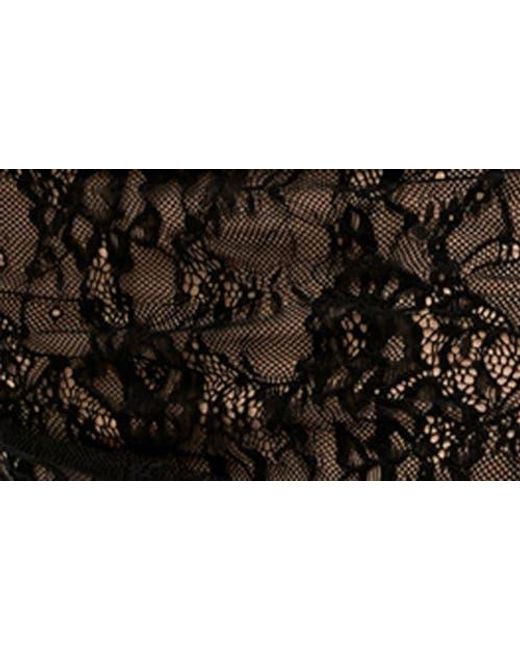 City Chic Ruched Lace Sheath Dress in Black