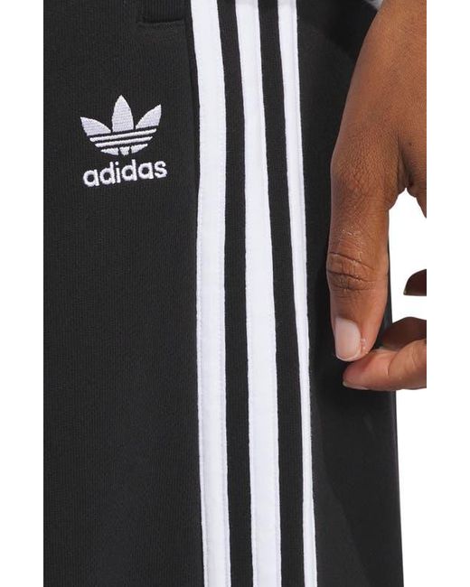 Adidas Originals Black 3-Stripes Wide Leg Cotton French Terry Pants