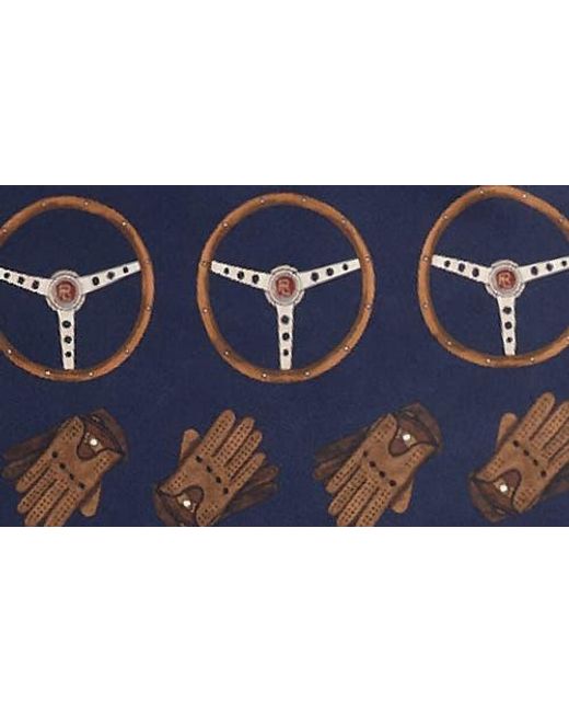 Ralph Lauren Blue Automotive Scenic Square Silk Scarf for men