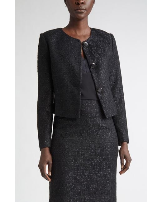 St. John Black Compact Tape Tweed Jacket