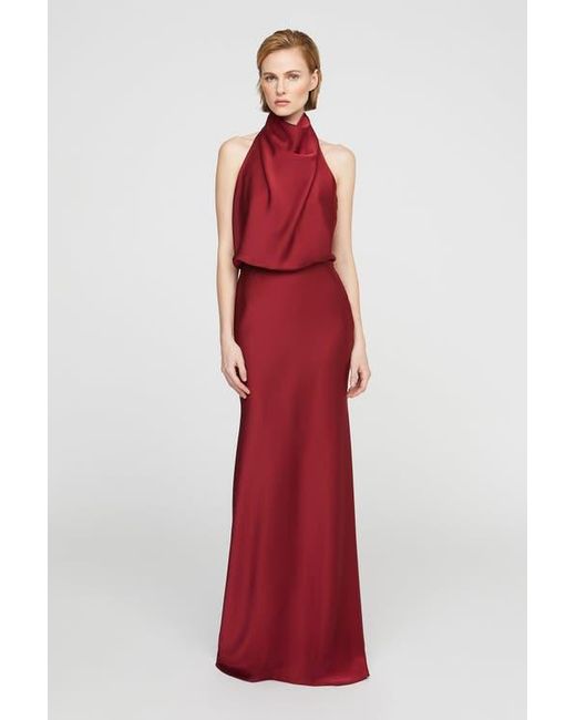 halston heritage halter long dress Halston Heritage Cowl Neck Long Dress Black halter long tie Open Back Jersey NEW