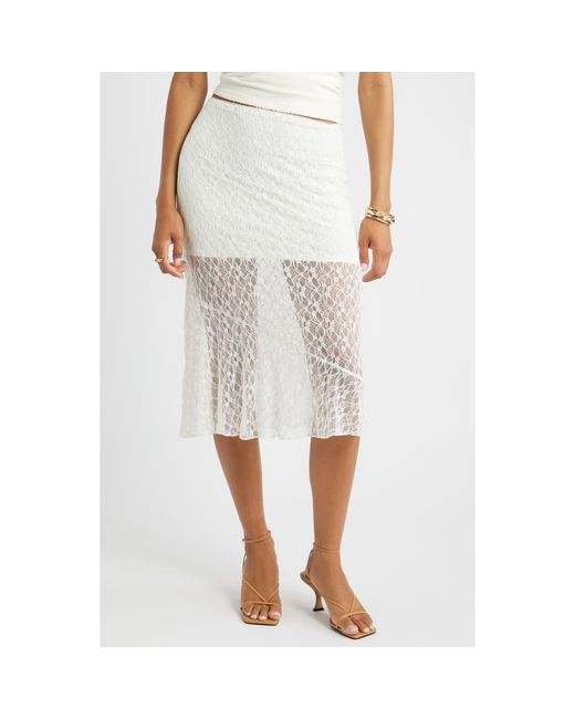 Open Edit White Lace Midi Skirt