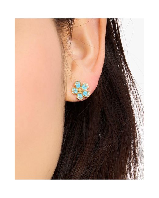 Kate Spade Blue Fleurette Cubic Zirconia Stud Earrings