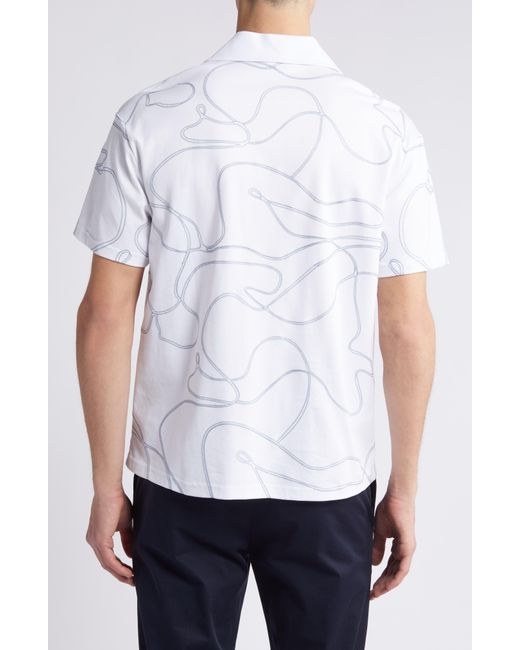 Reiss White Menton Embroidered Cotton Camp Shirt for men