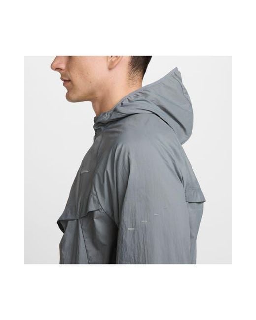 Nike Gray Stride Dri-Fit Uv Hooded Running Jacket for men