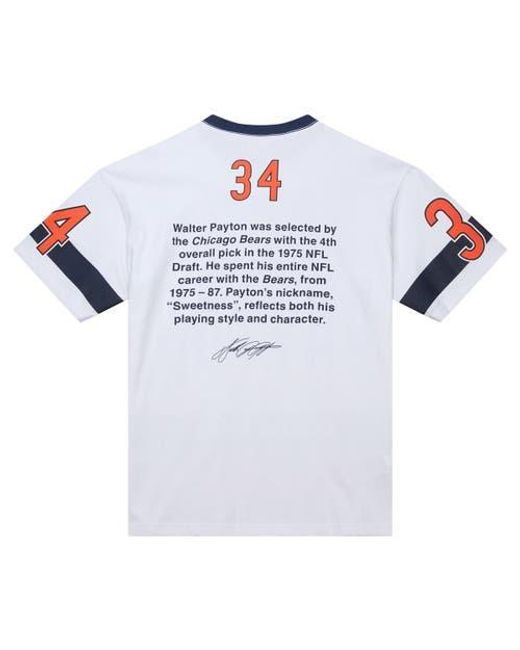 Mitchell & Ness Blue Walter Payton Chicago Bears Name & Number Team Origins Vintage Logo T-Shirt for men