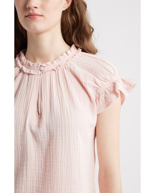 Caslon Multicolor Ruffle Cotton Gauze Top