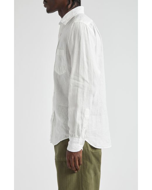 Drake's White The Linen Summer Button-up Shirt for men