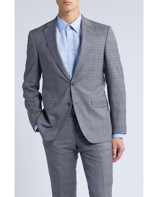 Ted Baker Blue Jay Slim Fit Windowpane Check Wool Suit for men