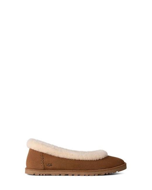 Ugg Natural Zora Genuine Shearling Trim Ballet Flat