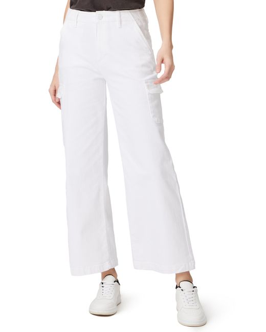PAIGE White Carly High Waist Ankle Wide Leg Cargo Pants